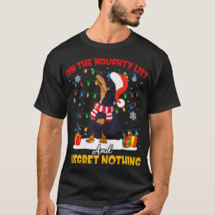 T-shirt Dachshund Père Noël Sur La Mauvaise Liste Dachshun