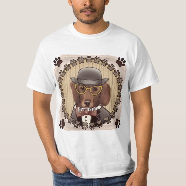 T-shirt Dachshund portant des lunettes (Devant)