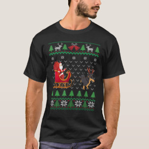 T-shirt Dachshund Pulling Santas Sleigh Wiener Chien Ugly