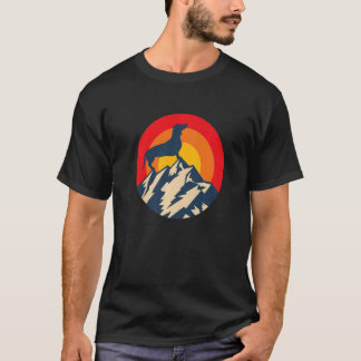 T-shirt Dachshund Retro Chien Circle Sunset Mountain Vinta