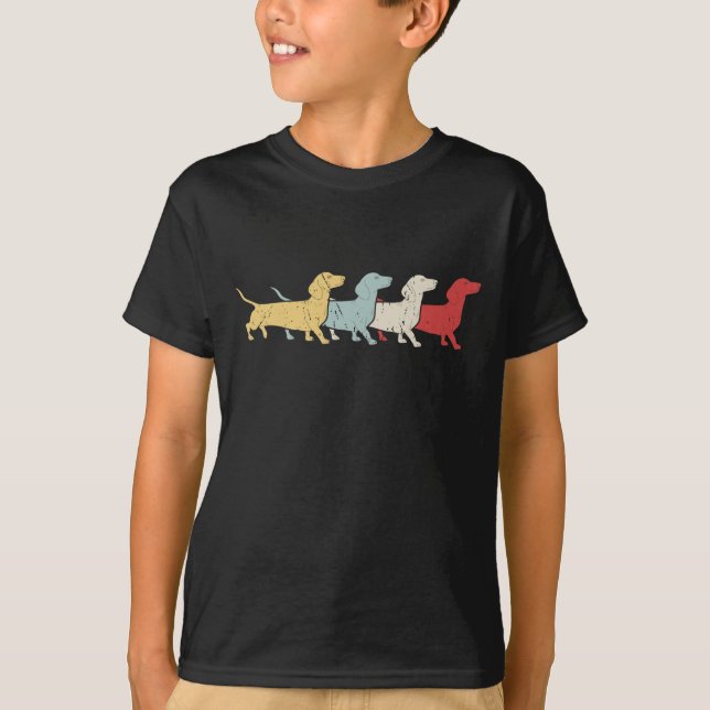 T-shirt Dachshund Retro Vintage (Devant)