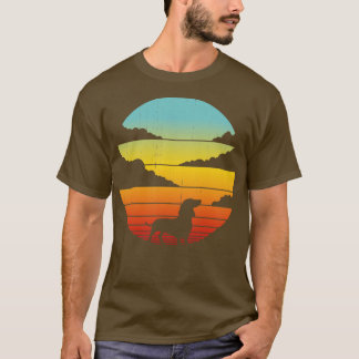T-shirt Dachshund Retro Vintage Sunset 60s les années 70 p