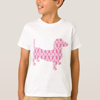 T-shirt Dachshund Ruban Rose