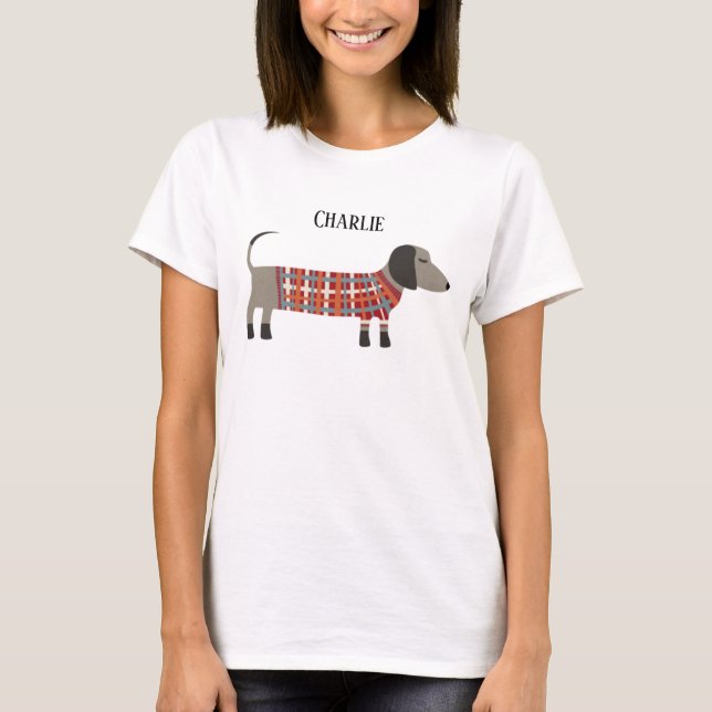 T-shirt Dachshund Saucisse Nom du chien (Devant)