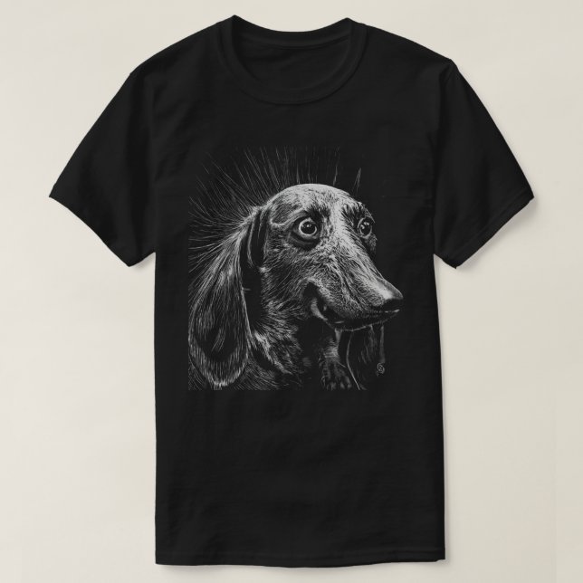 T-shirt Dachshund Scratchboard (Design devant)