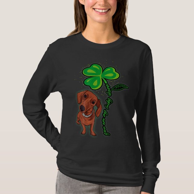 T-shirt Dachshund Shamrock St Patricks Day You Are My Luck (Devant)
