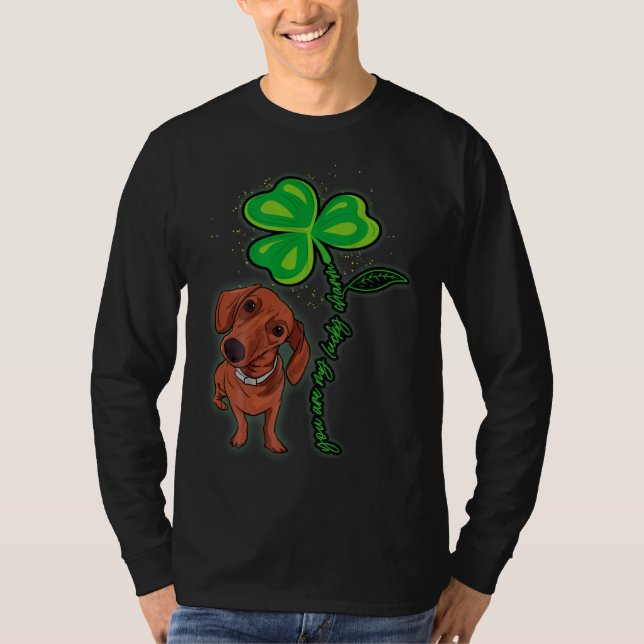 T-shirt Dachshund Shamrock St Patricks Day You Are My Luck (Devant)
