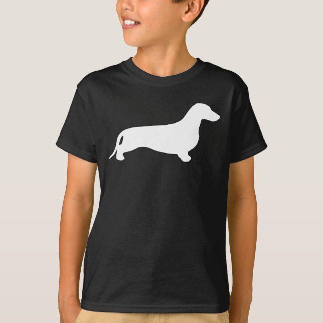 T-shirt Dachshund silhouette blanche + vos idées (Devant)