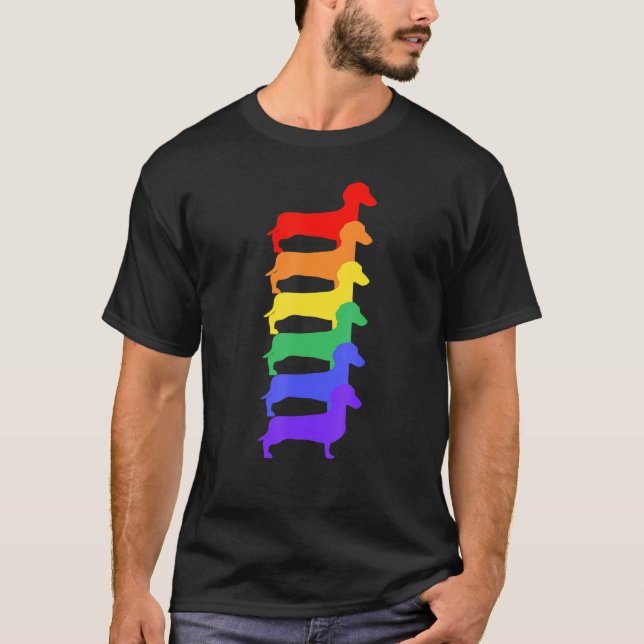 T-shirt Dachshund Silhouette Moderne Outline Tolerance Div (Devant)