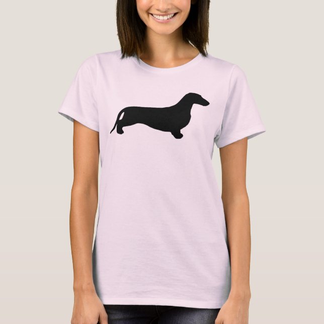 T-shirt Dachshund silhouette noire + vos idées (Devant)