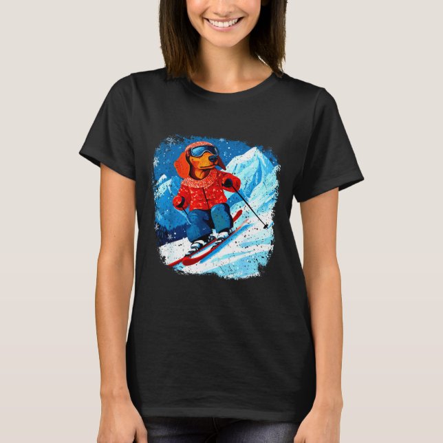 T-shirt Dachshund ski  (Devant)