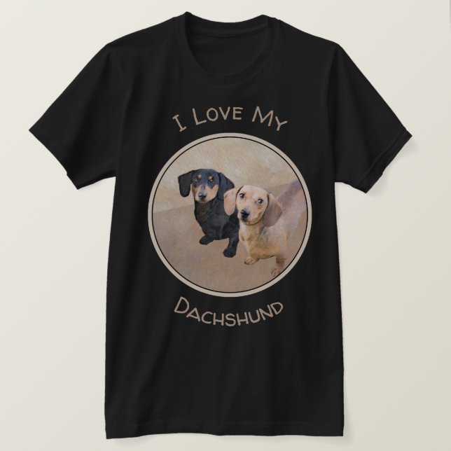 T-shirt Dachshund (Smooth) Peinture - Art Chien original (Design devant)
