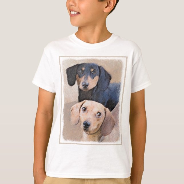 T-shirt Dachshund (Smooth) Peinture - Art Chien original (Devant)