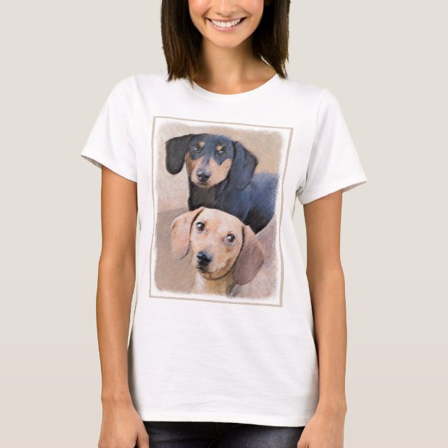 T-shirt Dachshund (Smooth) Peinture - Art Chien original (Devant)