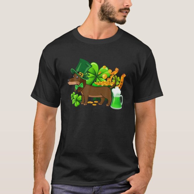 T-shirt Dachshund St Patrick's Day Irish Clover Dons Chift (Devant)
