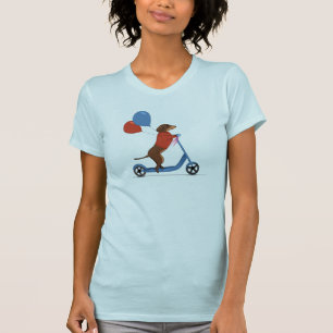 T-shirt Dachshund sur scooter avec ballons 