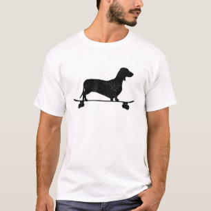T-shirt Dachshund Sur Skateboard Funny Wiener Dog Doxie Sk