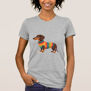T-shirt Dachshund Sweater Arc-en-ciel Vintage Chien Long M