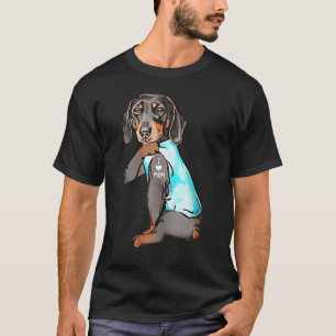 T-shirt Dachshund Tattoo Maman Wiener Chien Fourrure Pot M