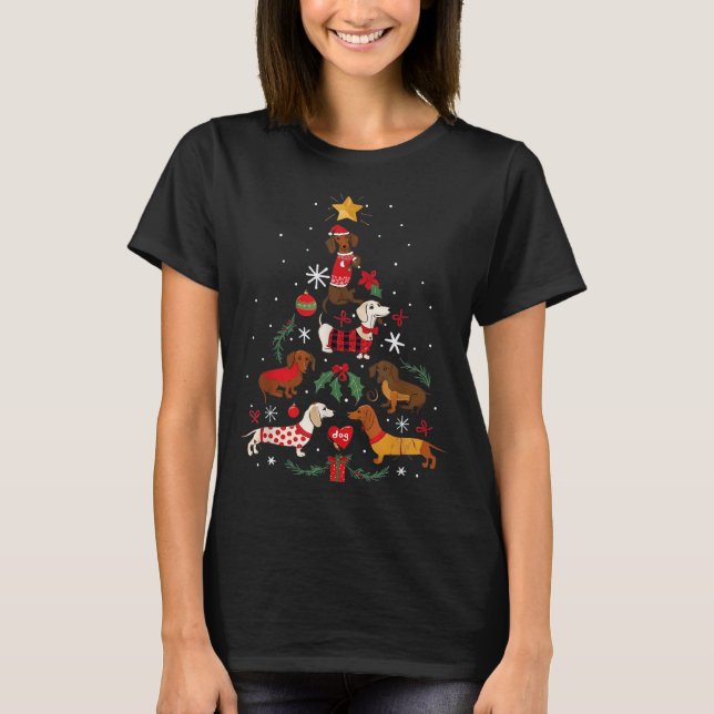 T-shirt Dachshund Through The Snow Funny Dog Christmas Tre (Devant)