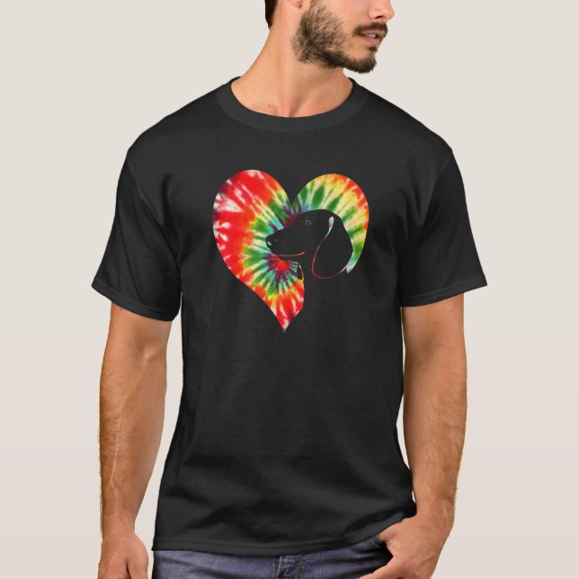 T-shirt Dachshund Tie Dye Hippies (Devant)