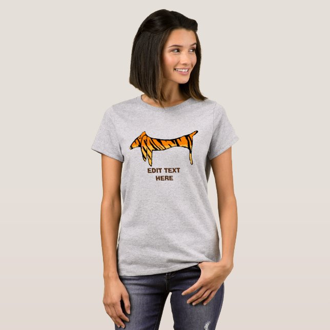 T-shirt Dachshund Tiger, modifier le texte (Devant entier)