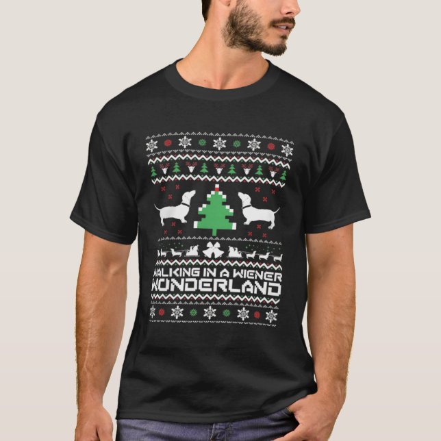T-shirt Dachshund Ugly Doxie Père Noël (Devant)