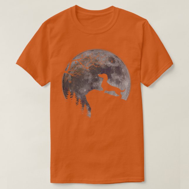 T-shirt Dachshund Under Moon Halloween Dog Lovers  (Design devant)