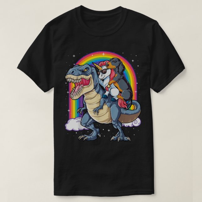 T-shirt Dachshund Unicorn équitation Dinosaur T re cadeaux (Design devant)