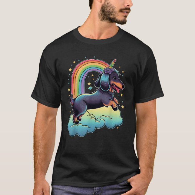 T-shirt Dachshund Unicorn sur Rainbow Unicorn Dachshund T  (Devant)