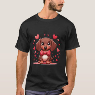 T-shirt Dachshund Valentine Coeurs Doxie Wiener Chien Long
