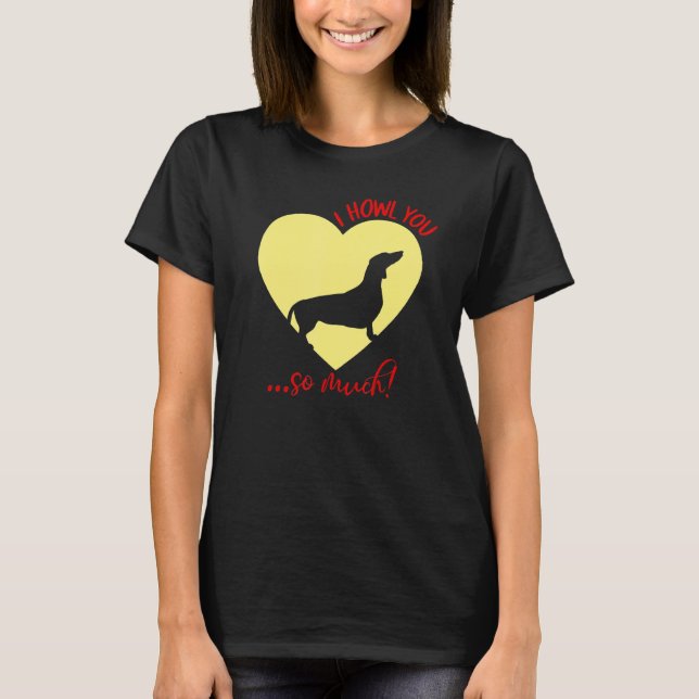 T-shirt Dachshund Valentines Jour Coeur de chien Je Vous L (Devant)