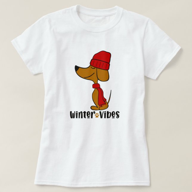 T-shirt Dachshund Vibes d'hiver (Design devant)