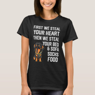 T-shirt Dachshund Voler votre coeur Voler votre lit et can