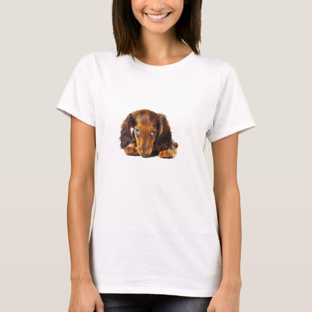 T-shirt Dachshund Weiner Chien Brown Animal Simple (Devant)