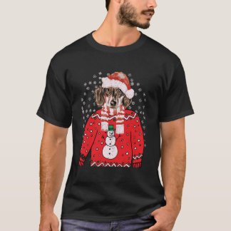 T-shirt Dachshund Weiner Chien Doxie Moche Xmas Père Noël 