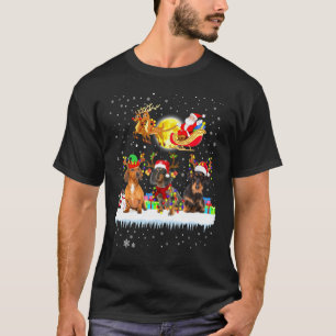 T-shirt Dachshund Weiner Reindeer Light Père Noël équitati