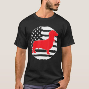 T-shirt Dachshund Wiener 4 juillet Drapeau américain