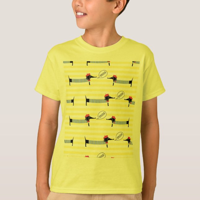 T-shirt Dachshund Wiener Dog Bonjour (Devant)