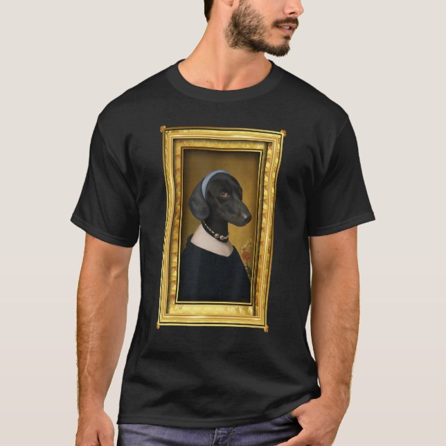 T-shirt Dachshund with a Pearl Necklace Painting Dachshund (Devant)