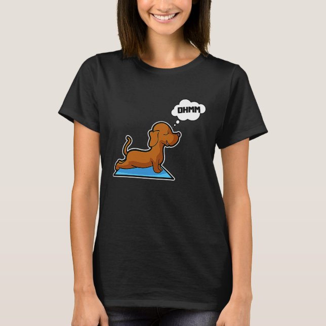 T-shirt Dachshund Yoga Poses Sport Gymnastics Ohmmm Heartb (Devant)