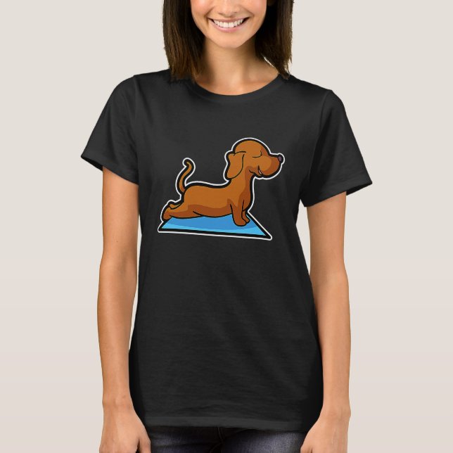 T-shirt Dachshund Yoga Poses Sport Gymnastics Ohmmm Heartb (Devant)