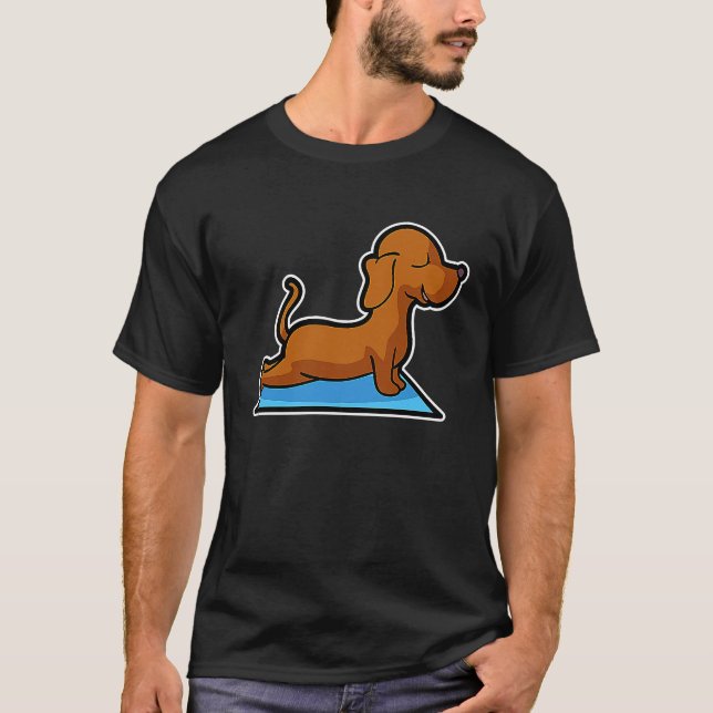 T-shirt Dachshund Yoga Poses Sport Gymnastics Ohmmm Heartb (Devant)
