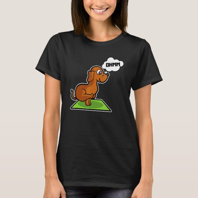 T-shirt Dachshund Yoga Poses Sport Gymnastics Ohmmm Heartb (Devant)