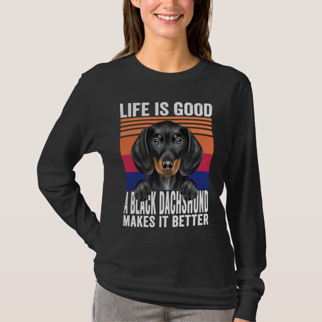 T-shirt Dachshunds Makes Your Life Good Vintage (Devant)
