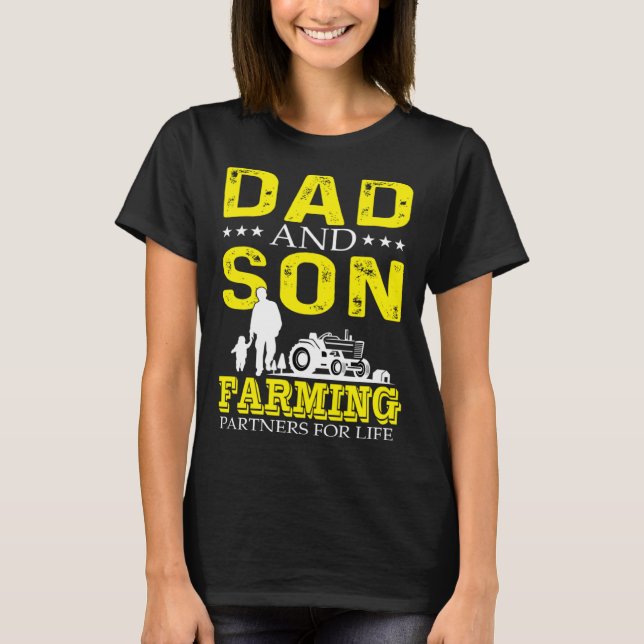 T-shirt Dad And Son Farming Partners For Life  Cool Farmer (Devant)