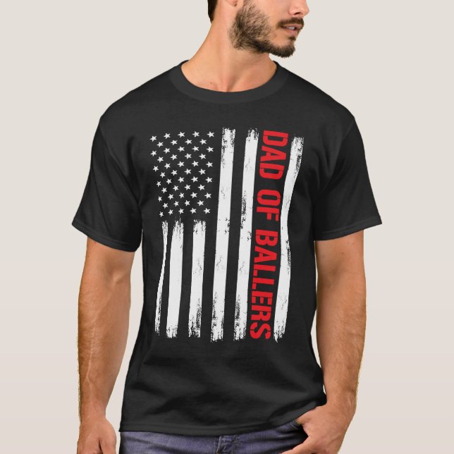 T-shirt Dad Ballers American Flag Volleyball Softball Team (Devant)