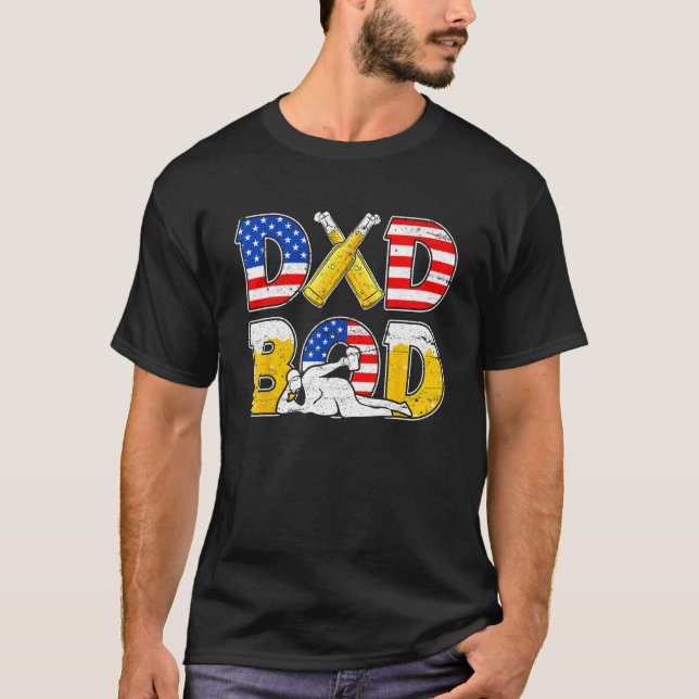 T-shirt Dad Bod Drinking Love Gym Funny USA Flag Beer Fath (Devant)