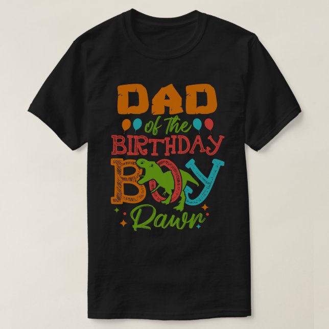 T-shirt DAD De L'Anniversaire Garçon Rawr Dinosaur (Design devant)