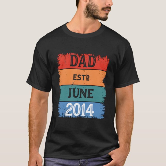 T-shirt Dad Est Jun 2014 Proud Papa Grandpa Best Daddy Leg (Devant)